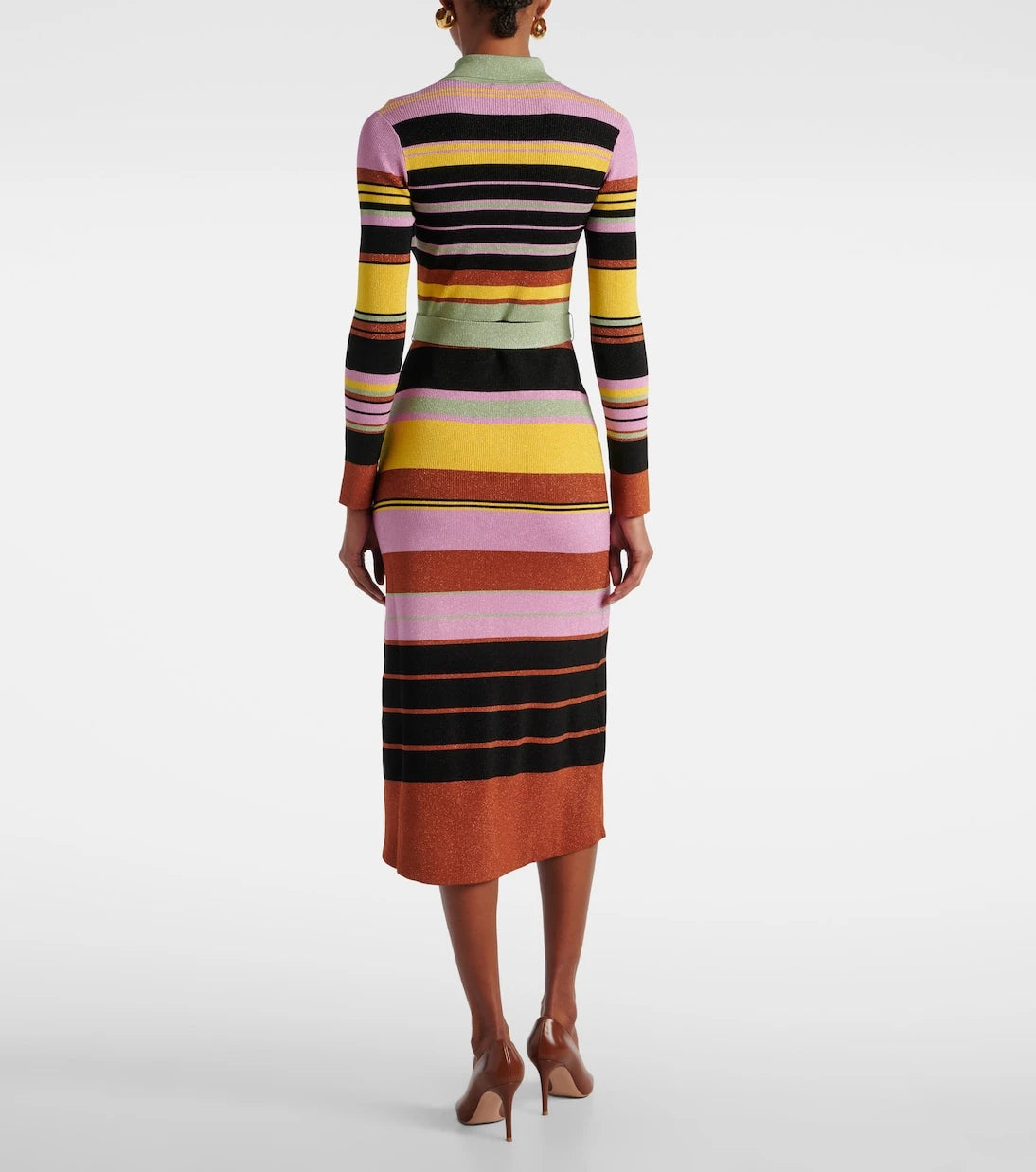 Rixo - Striped metallic midi dress