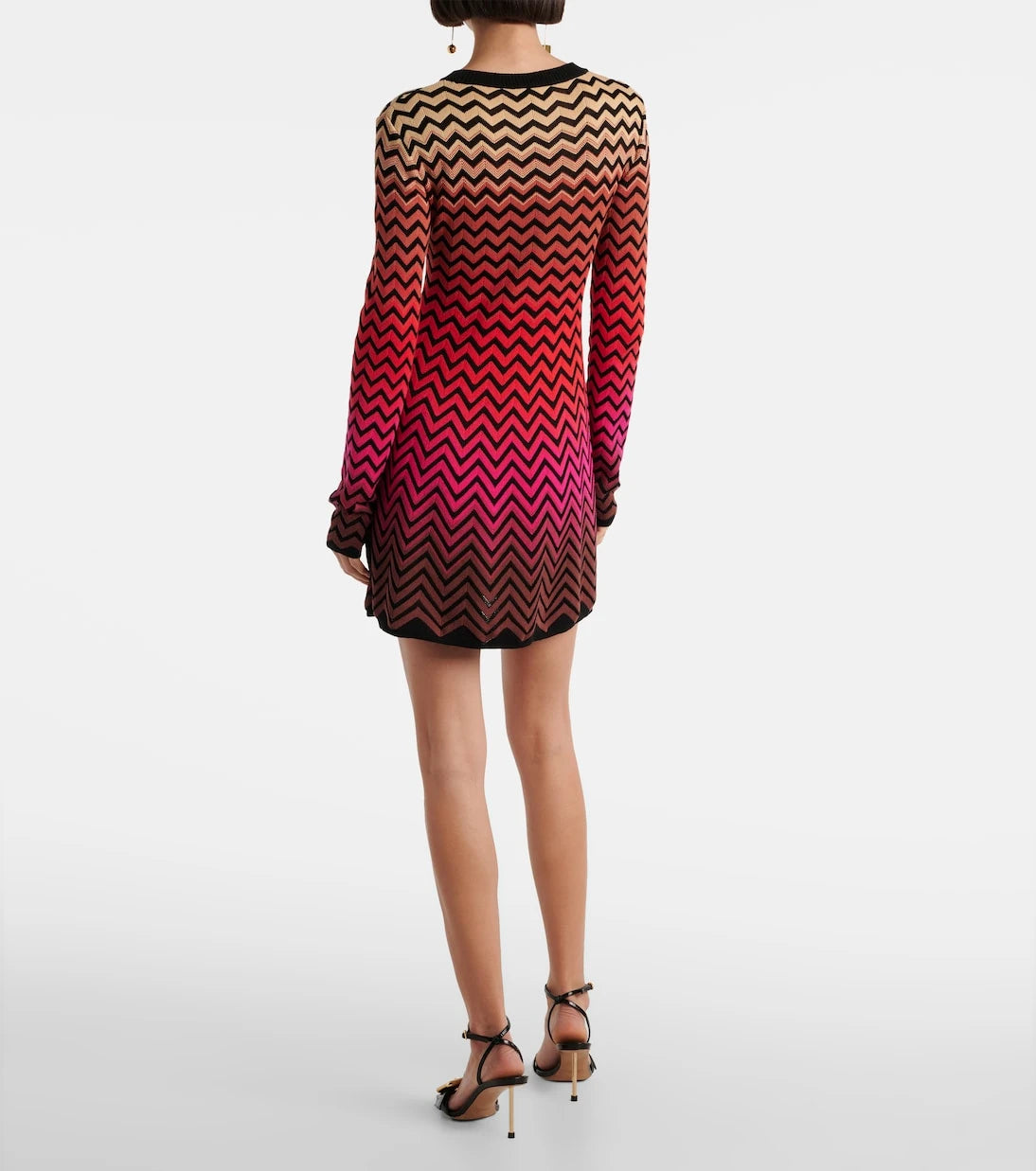 Missoni - فستان قصير من مزيج قطن بنقشة الزيك زاك المتدرجة