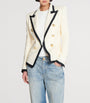Balmain Beige Basket Weave Bordered Blazer