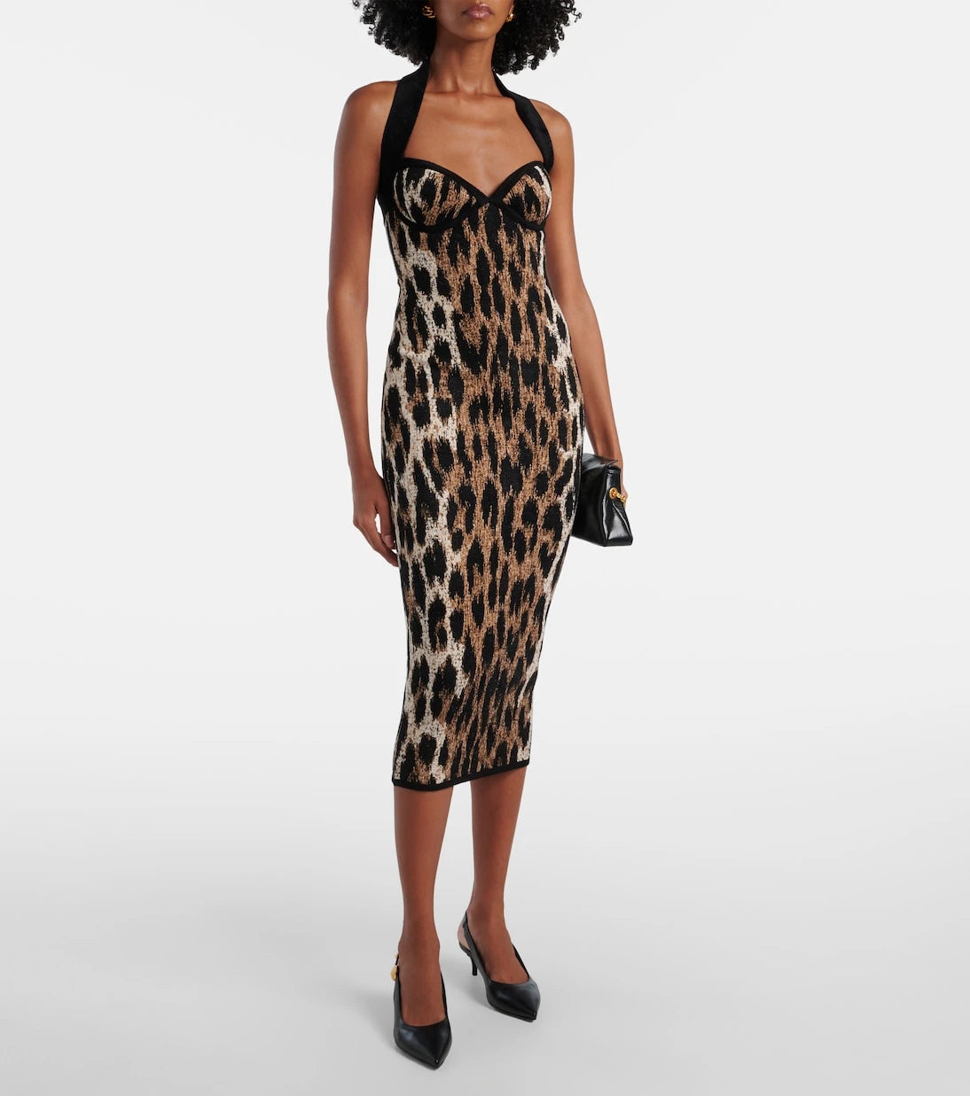 Balmain - Animal-printed halterneck maxi dress