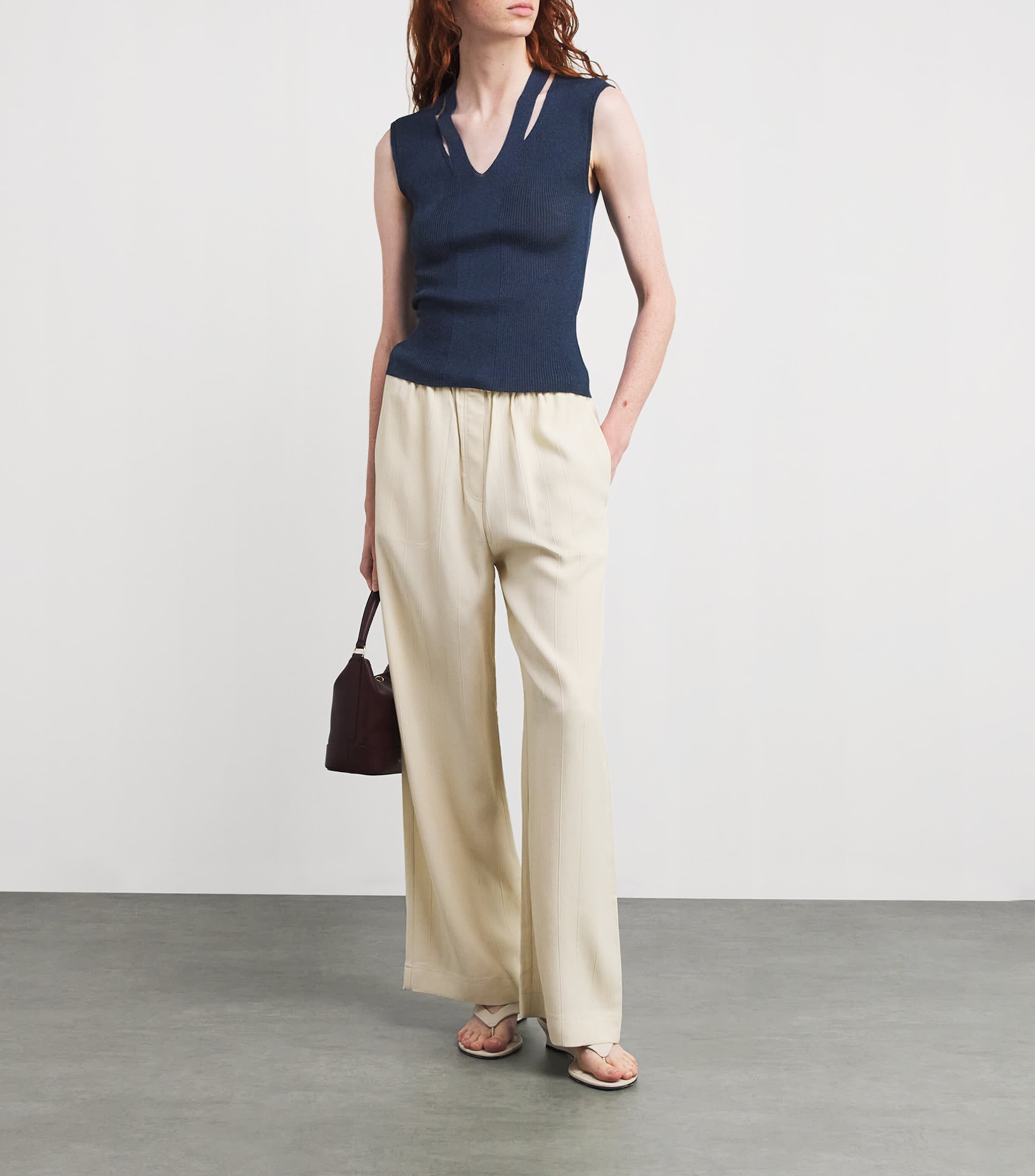 MAX&Co. Blue Knitted Cut-Out Top