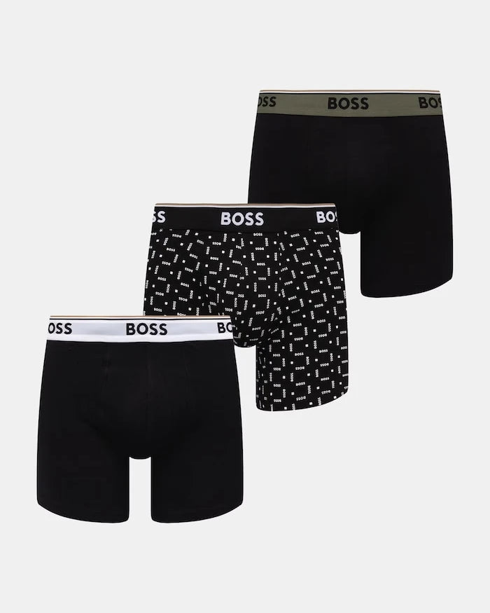 BOSS боксерки мъжки с памук BoxerBr 3P Power Des комплект от 3 броя