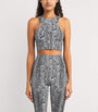 Seamless Python-Print Crop Top 8222 WHITE BLAC
