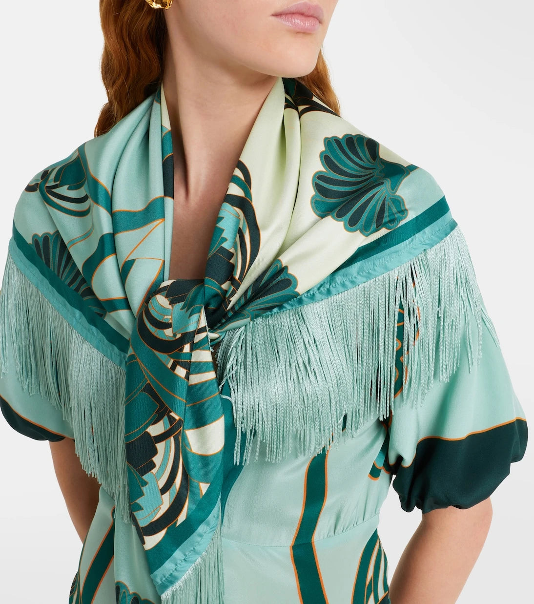 La DoubleJ - Fringed printed silk twill scarf