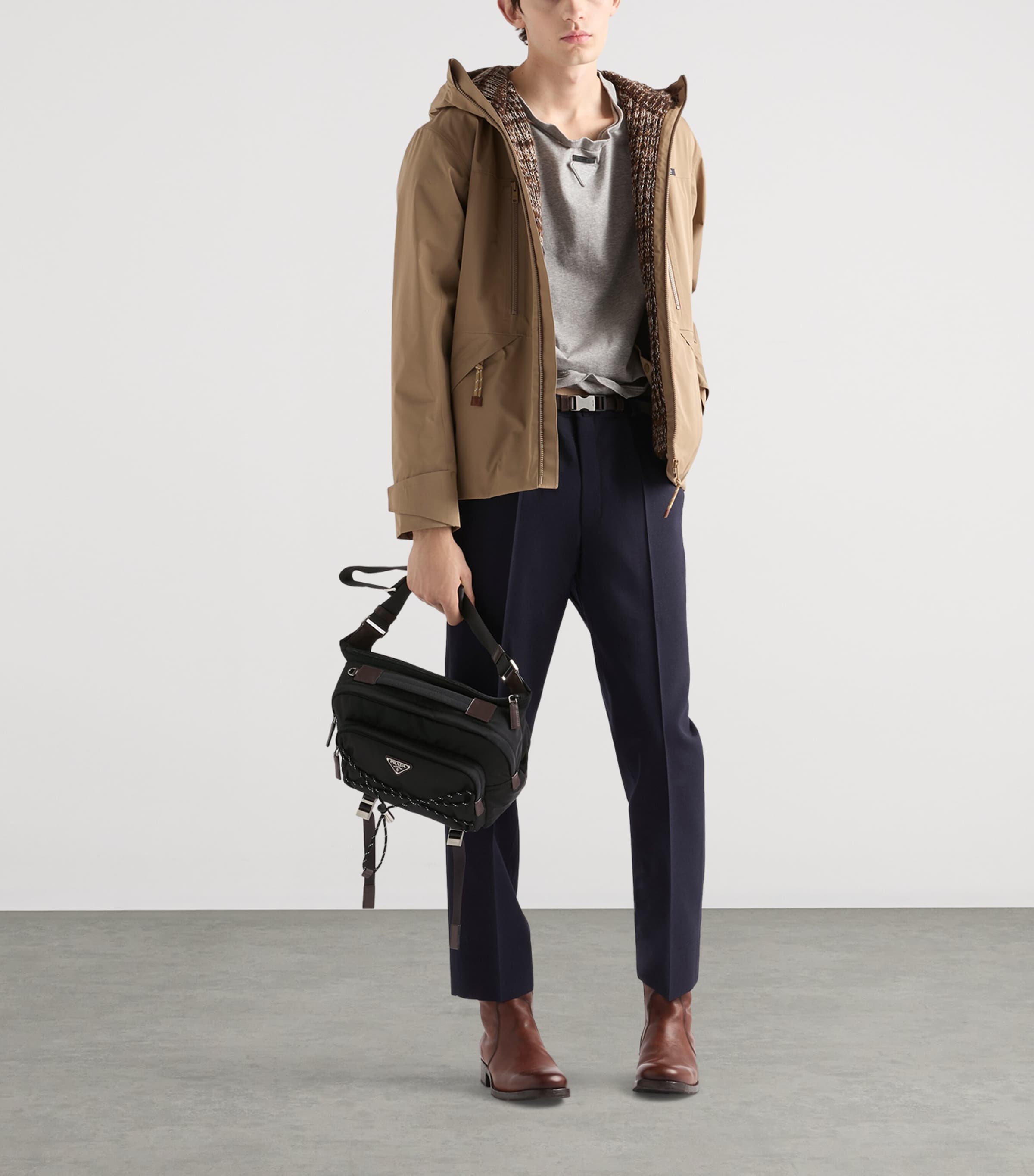 Prada Re-Nylon and Leather Shoulder Bag