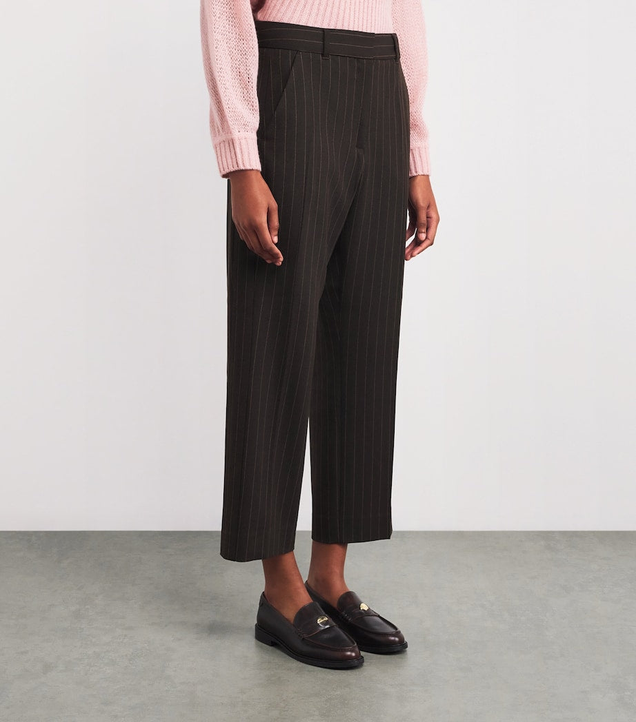 ME+EM Brown Pinstripe Cropped Slim Trousers