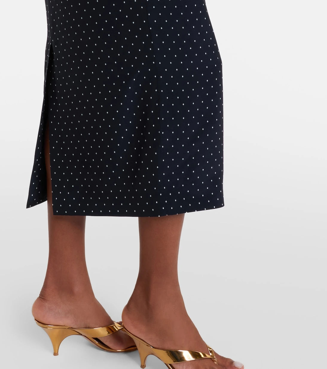 Alessandra Rich - Polka-dot peplum silk midi dress