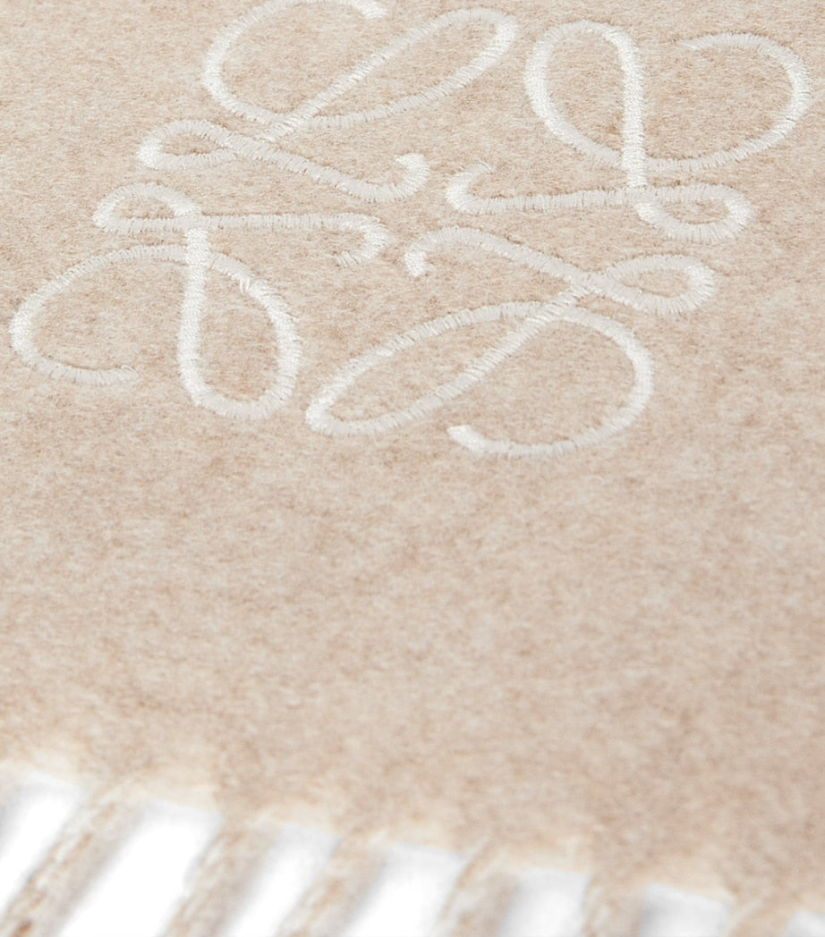 LOEWE White Bicolour Anagram Scarf