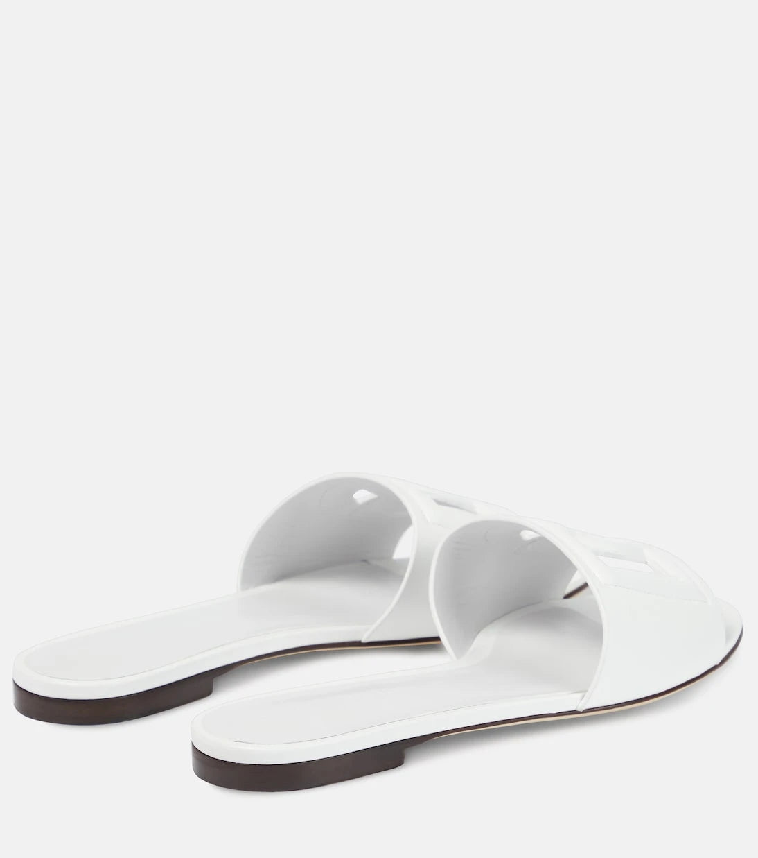 Dolce&Gabbana - Logo cutout leather slides