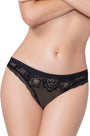Black Wide Elastic Waistband Thong Panty