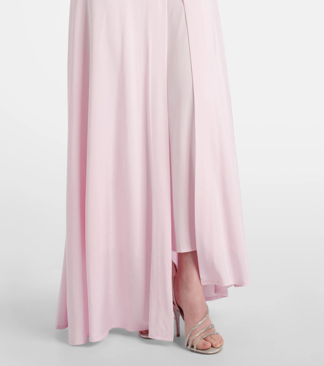 Self-Portrait - Ruched asymmetric jersey maxi dress