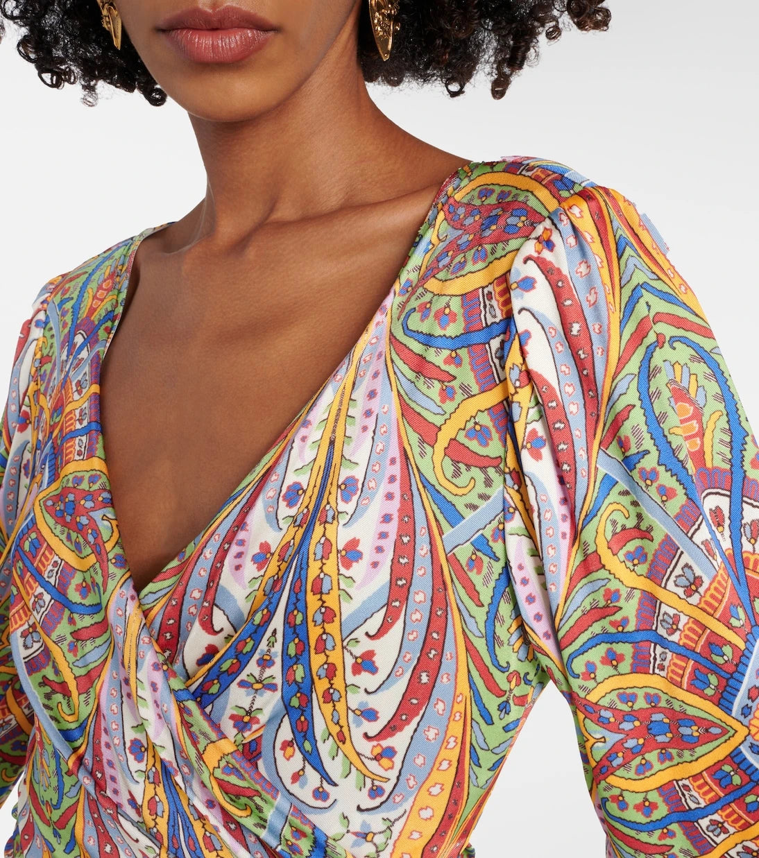 Etro - Printed gathered jersey midi dress