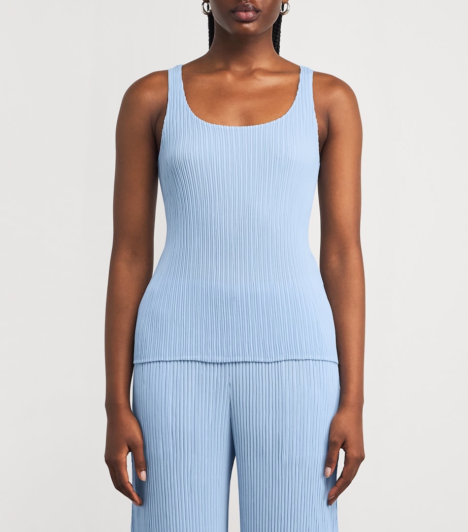 Issey Miyake Blue Hatching Tank Top