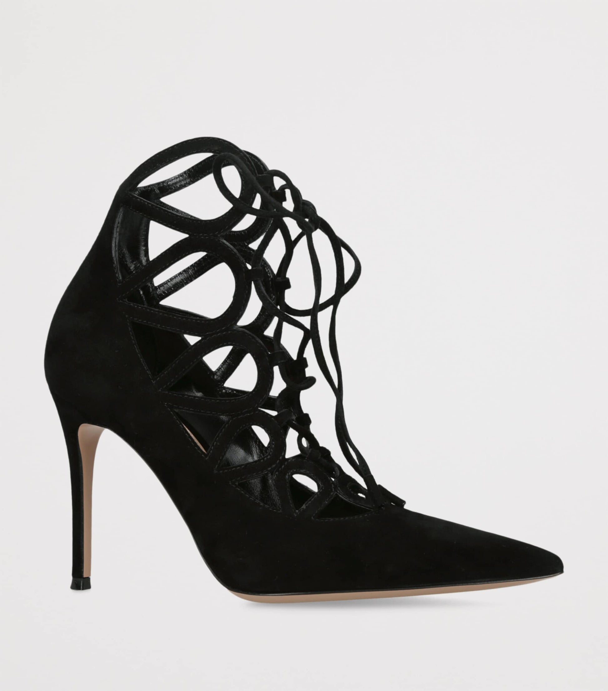 Gianvito Rossi Black Suede Tie-Up Pumps 95