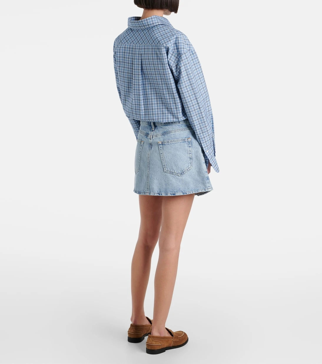 Çerçeve - Pili detaylı denim mini etek