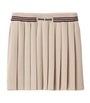 Miu Miu Neutral Cashmere Pleated Mini Skirt