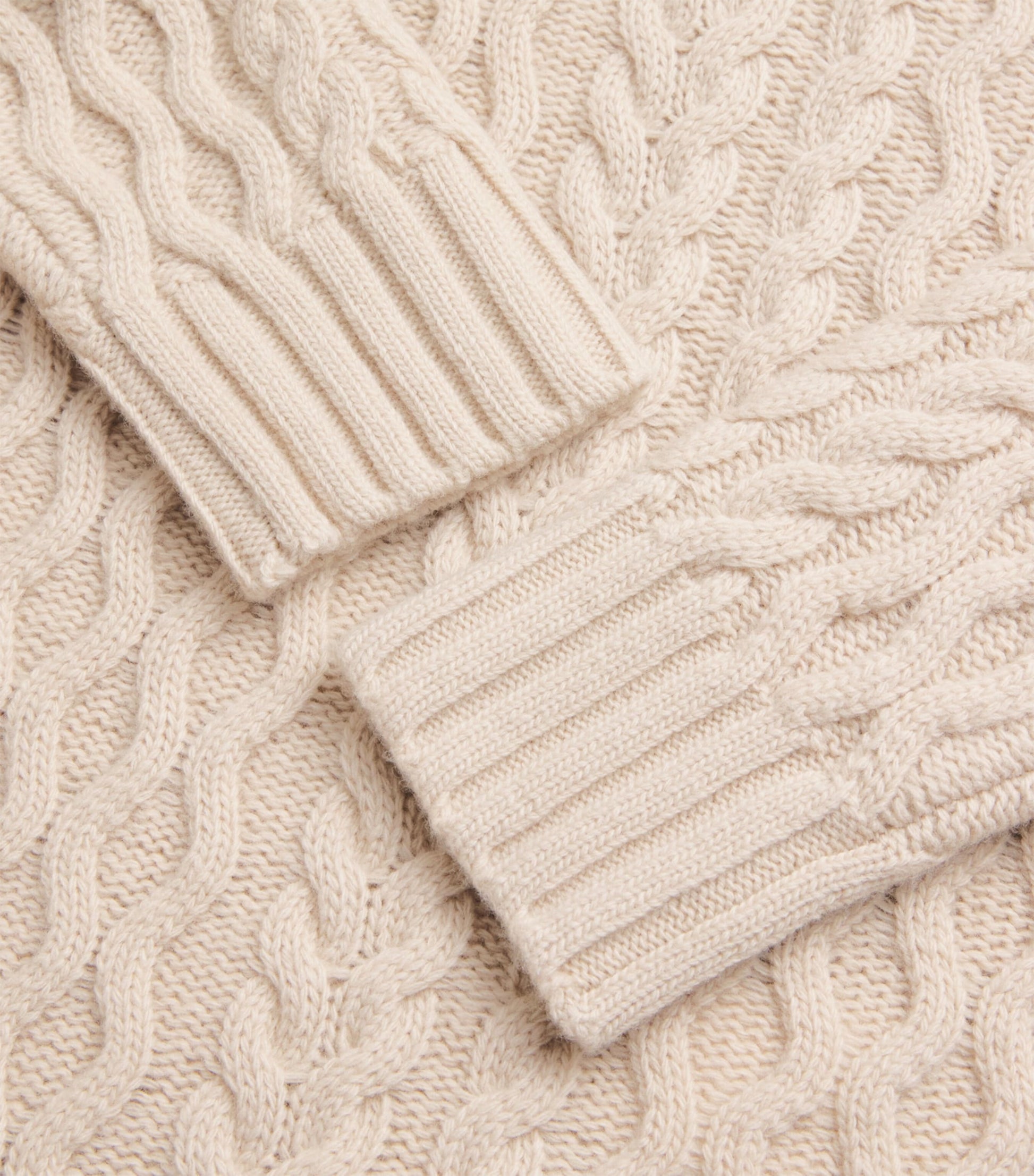 Beige Virgin Wool High-Neck Sweater