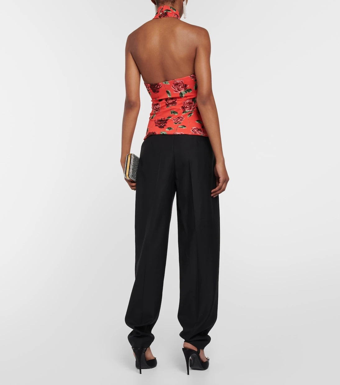 Magda Butrym - Floral-appliqué cutout halterneck top