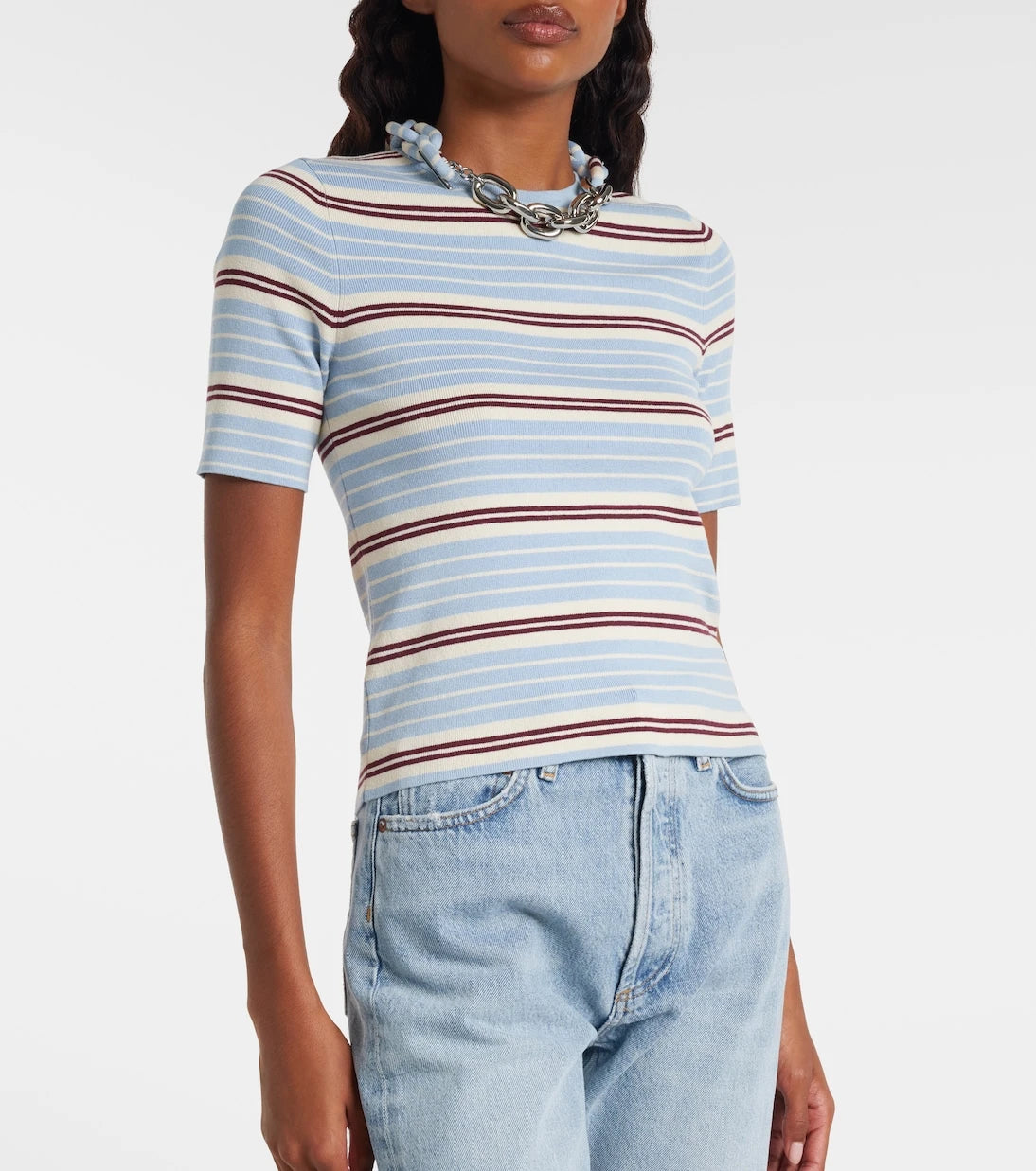 Rabanne - Chain-detail silk and cotton-blend top