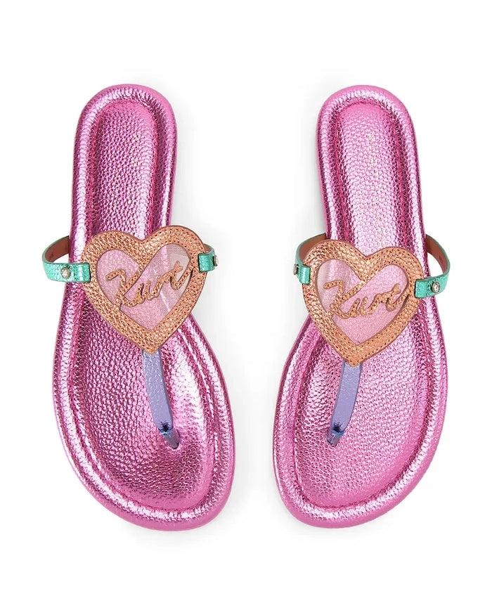 Kurt Geiger London чехли дамски от кожа Kurt Heart T Bar Flat