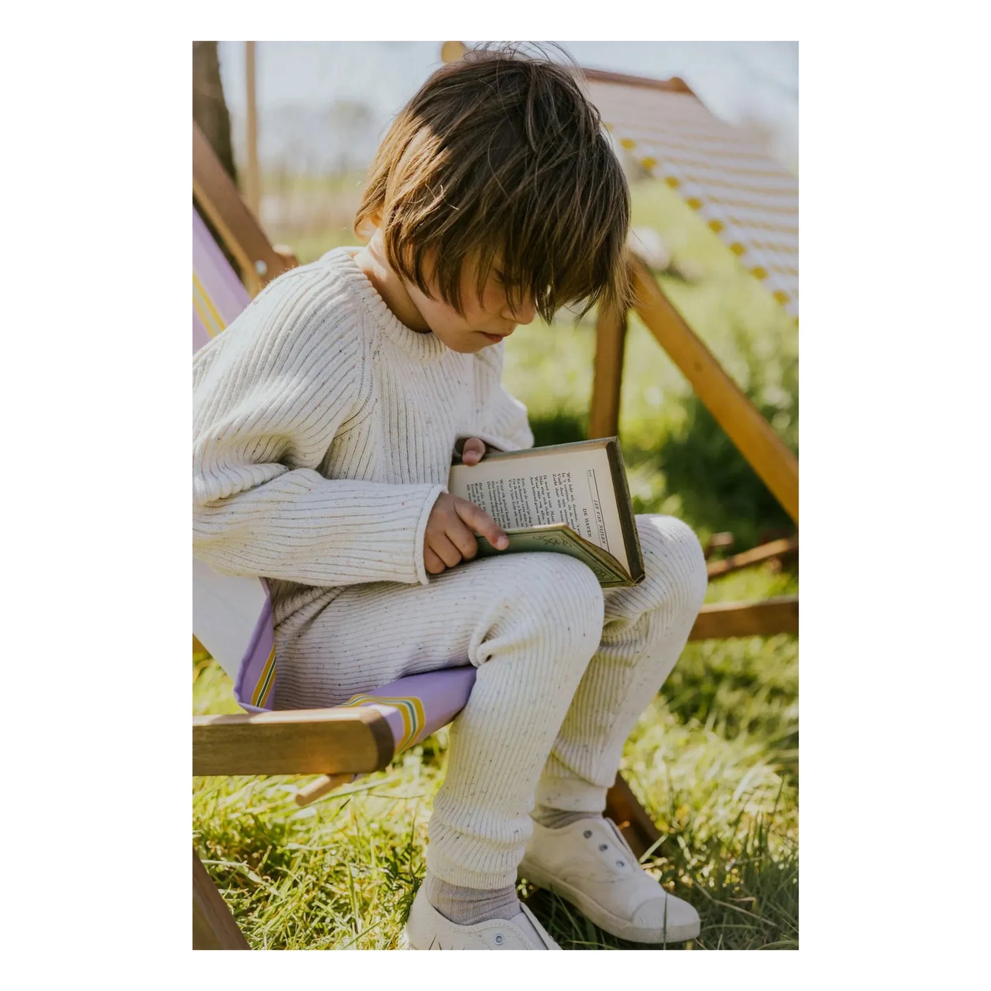 Yuki - Organic Cotton Ribbed Sweater | Heather white