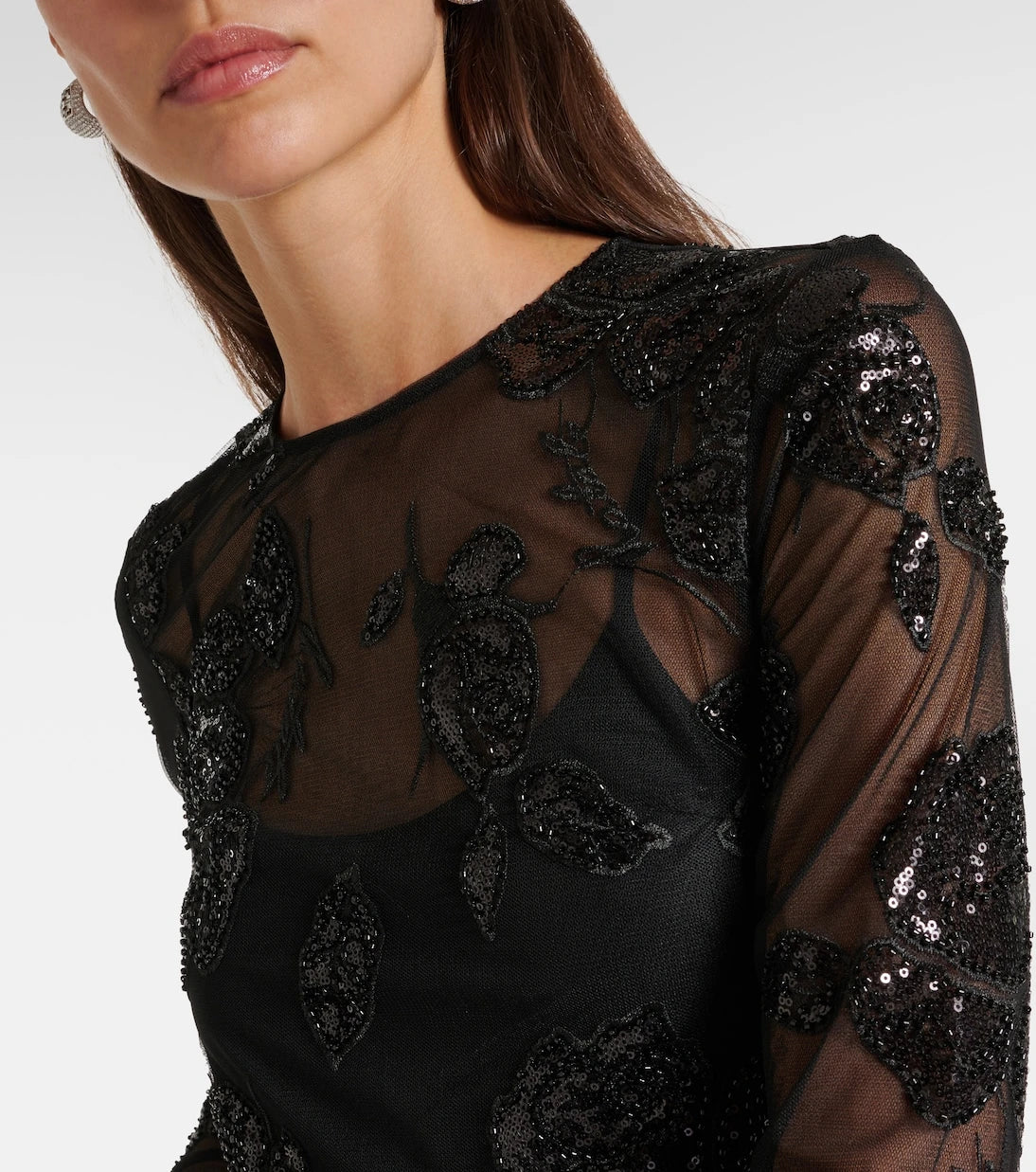 Rotate - Embellished mesh maxi dress