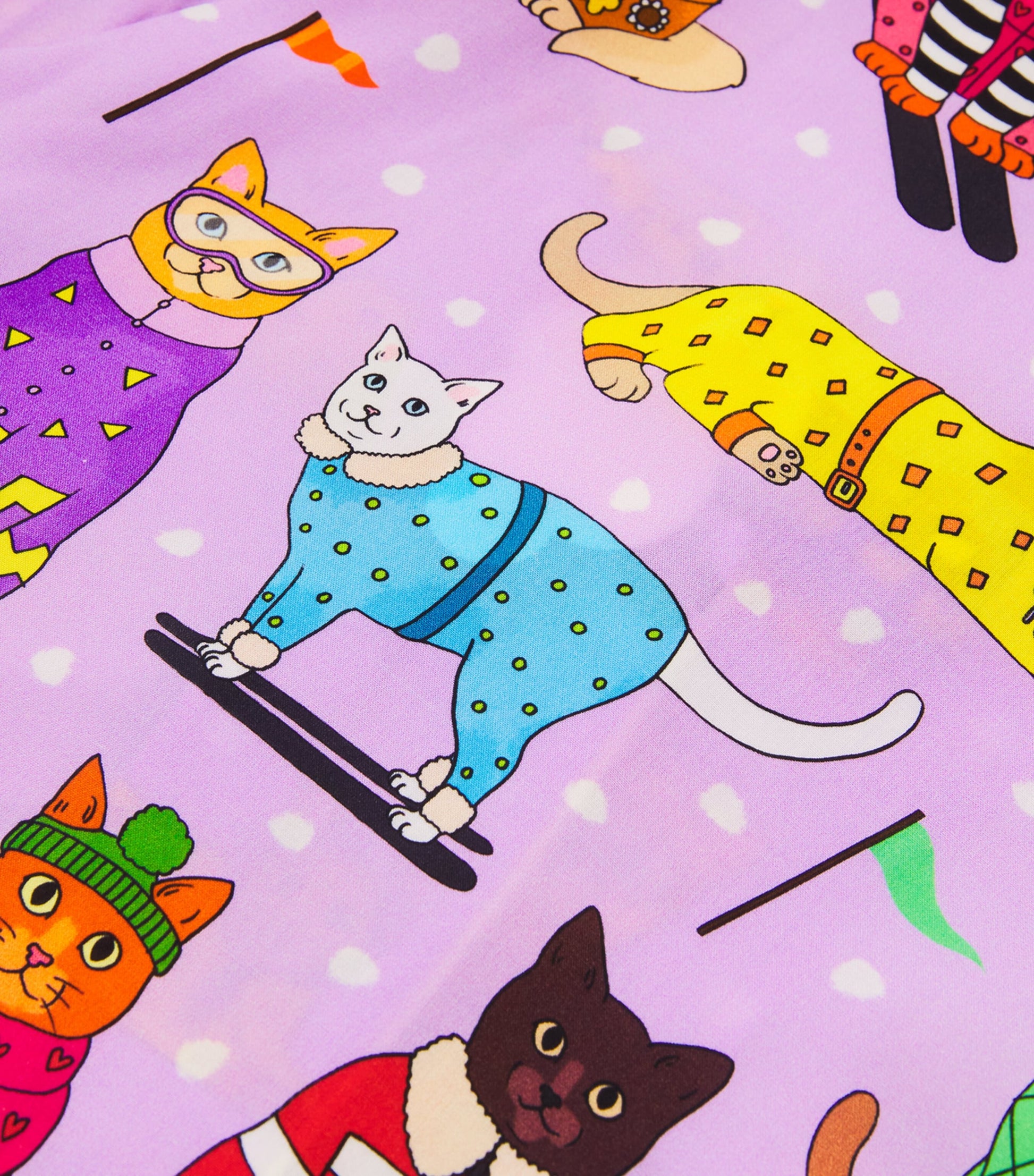 KAREN MABON KIDS Skiing Cats Print Pyjama Set (2-13 Years)