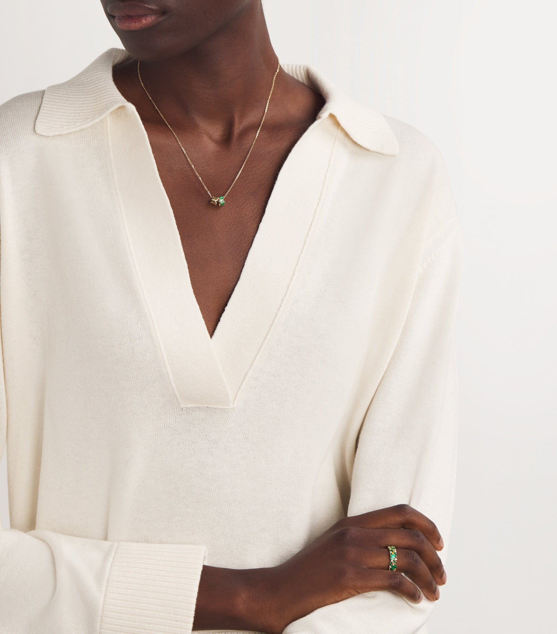 Yellow Gold, Diamond and Emerald La Fantaisie Eternity Ring