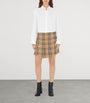Burberry Beige Wool Check Pleated Mini Kilt