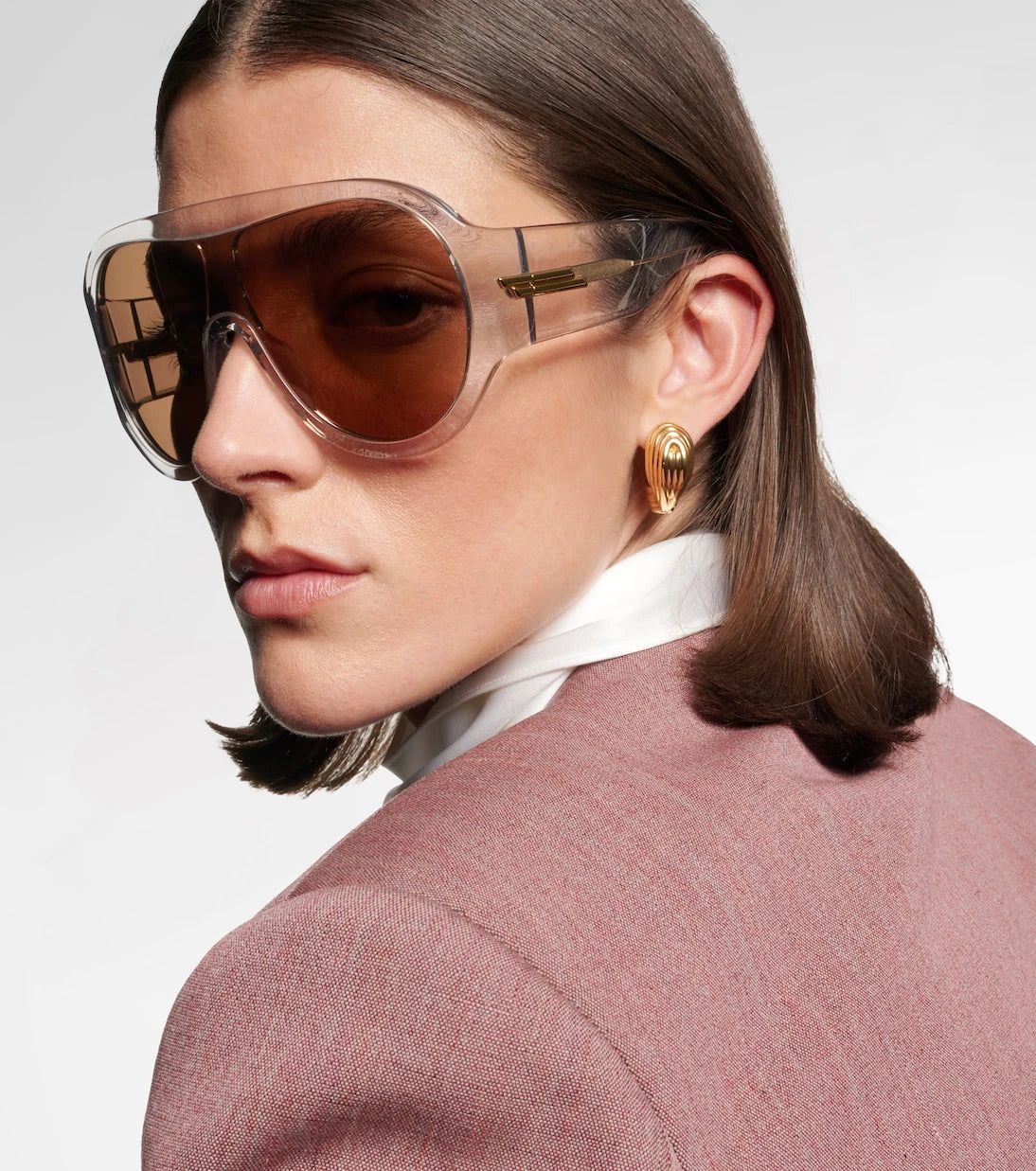 Bottega Veneta - نظارات شمسية قناع درع