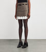 Brown Wool-Blend Belted Mini Skirt