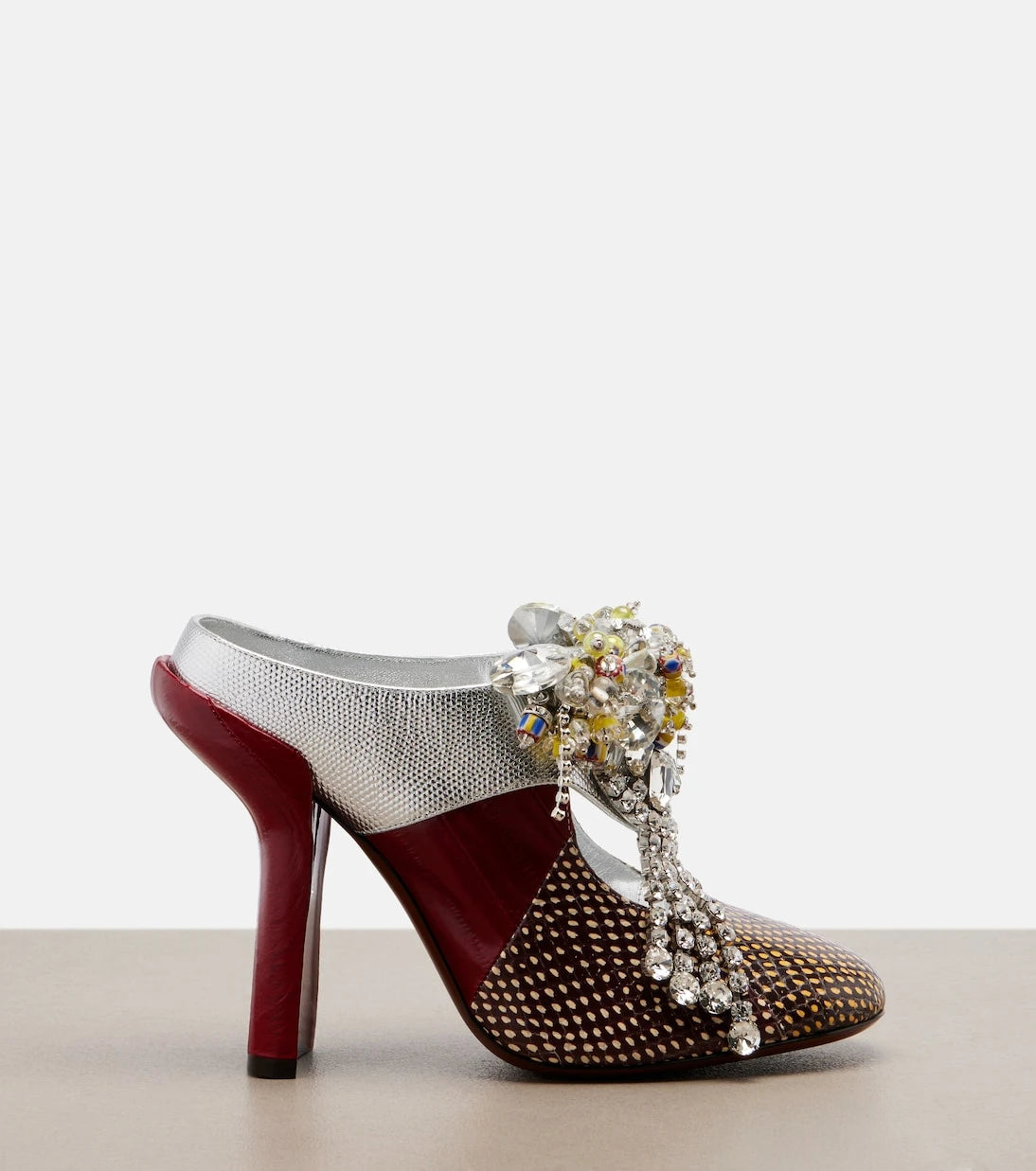 Dries Van Noten - Embellished patchwork leather mules