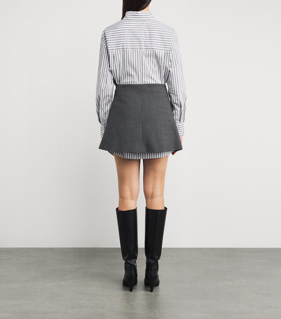 Stripe Shirt-Skirt Hybrid Mini Dress
