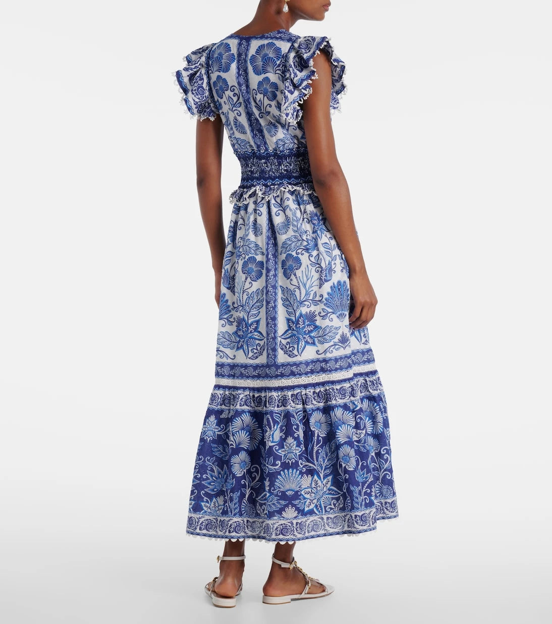 Farm Rio - Floral tiered cotton maxi dress
