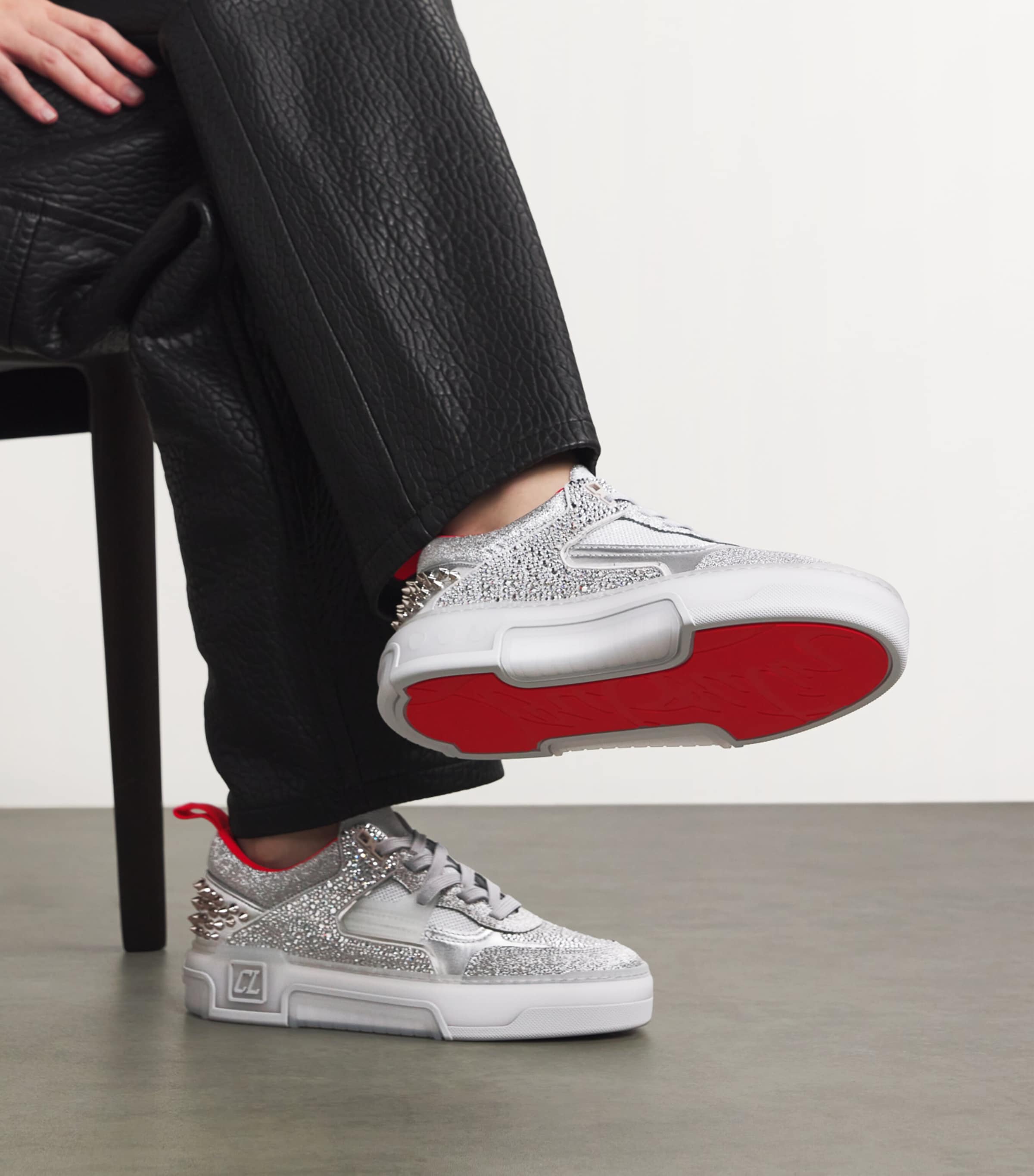 Christian Louboutin Silver Astroloubi Donna Strass Sneakers