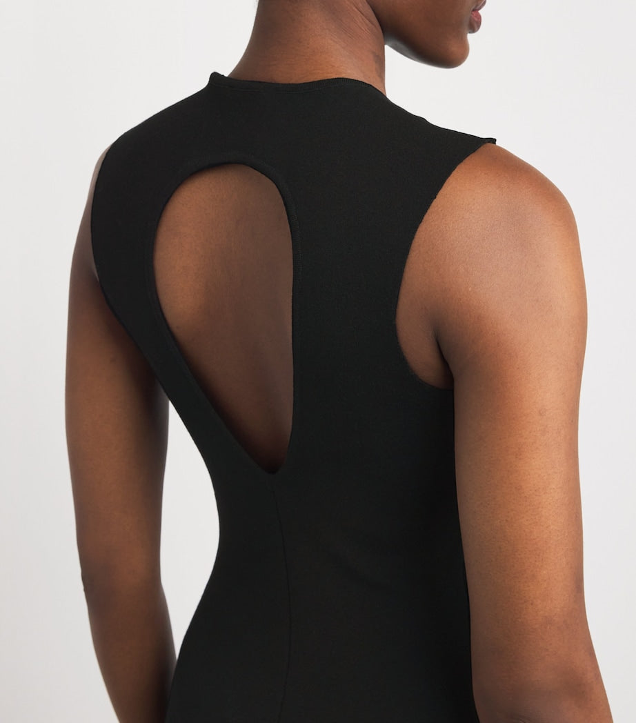 Knitted Neck-Tie Maxi Dress