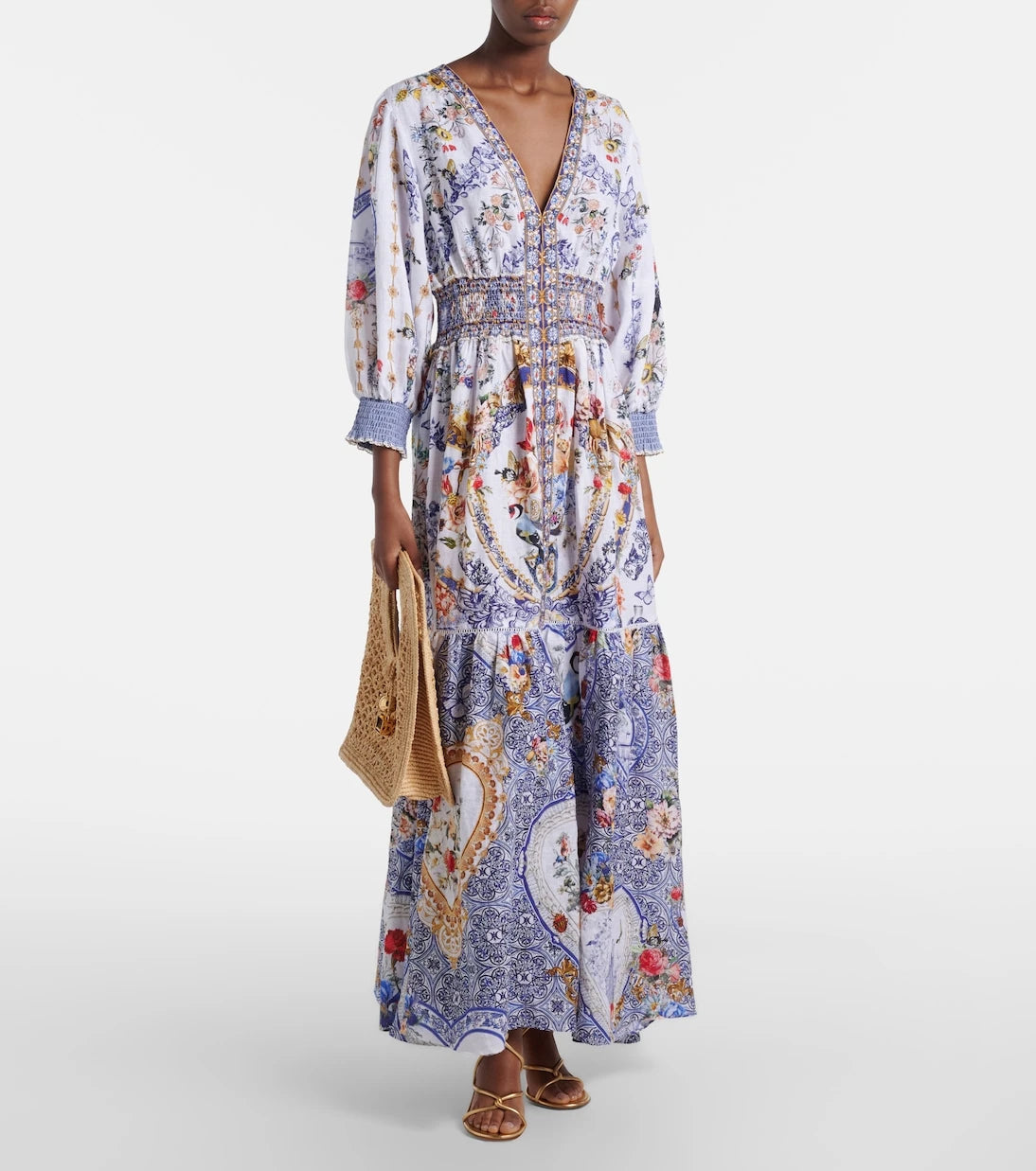 Camilla - Printed linen maxi dress
