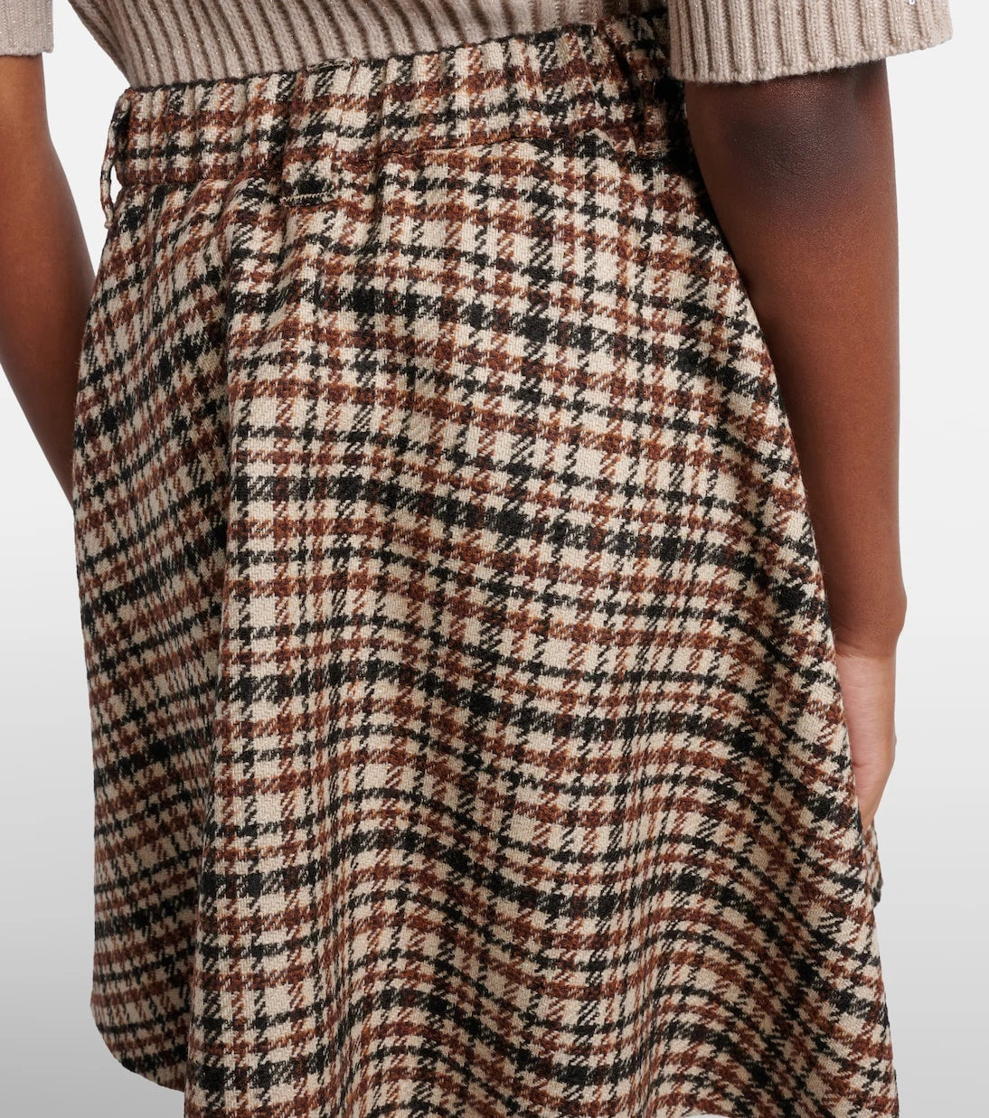Brunello Cucinelli - Houndstooth wool and alpaca-blend miniskirt