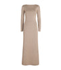 Max Mara Beige Metallic-Knit Maxi Dress