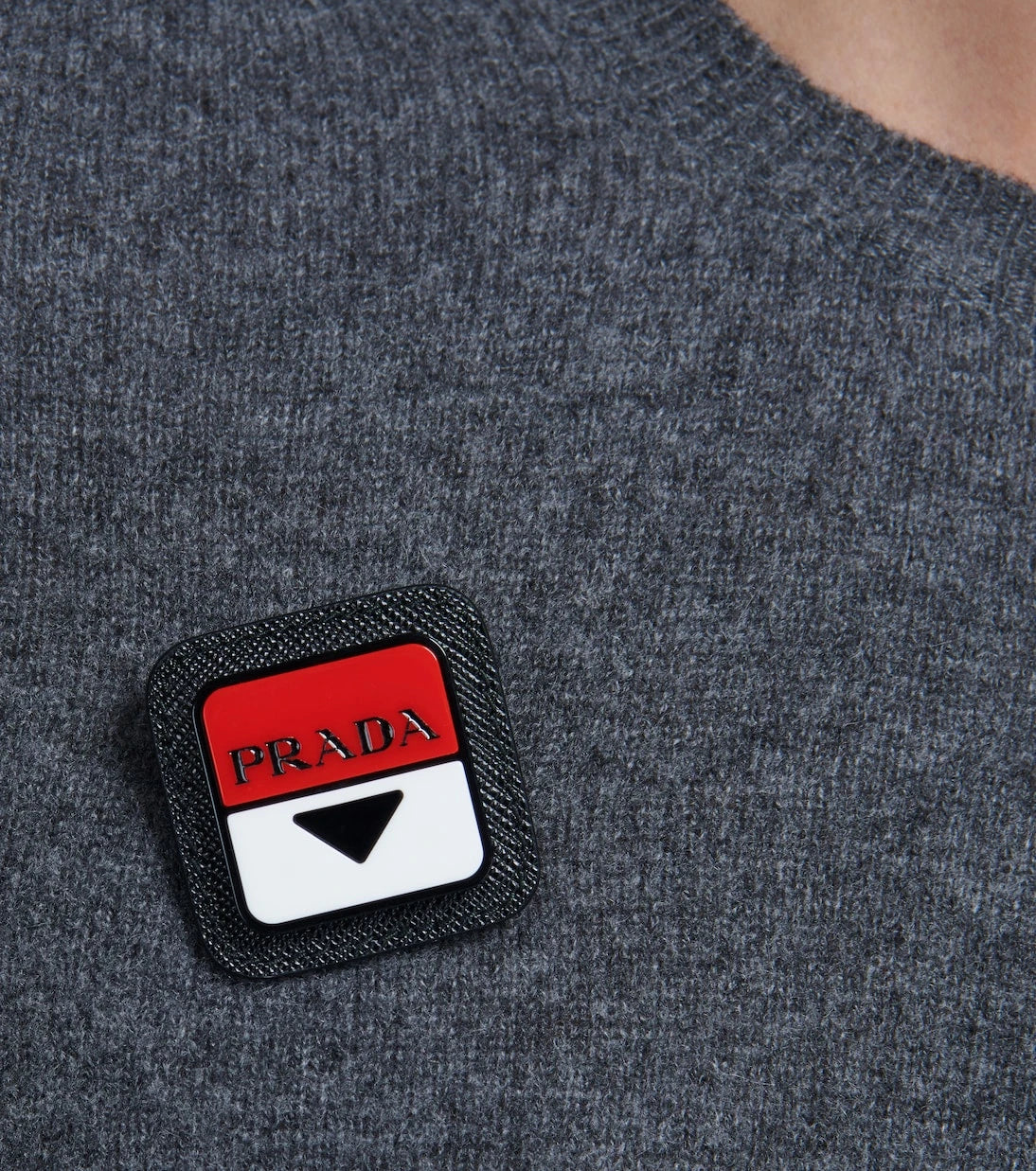 Prada - Leather-trimmed logo badge