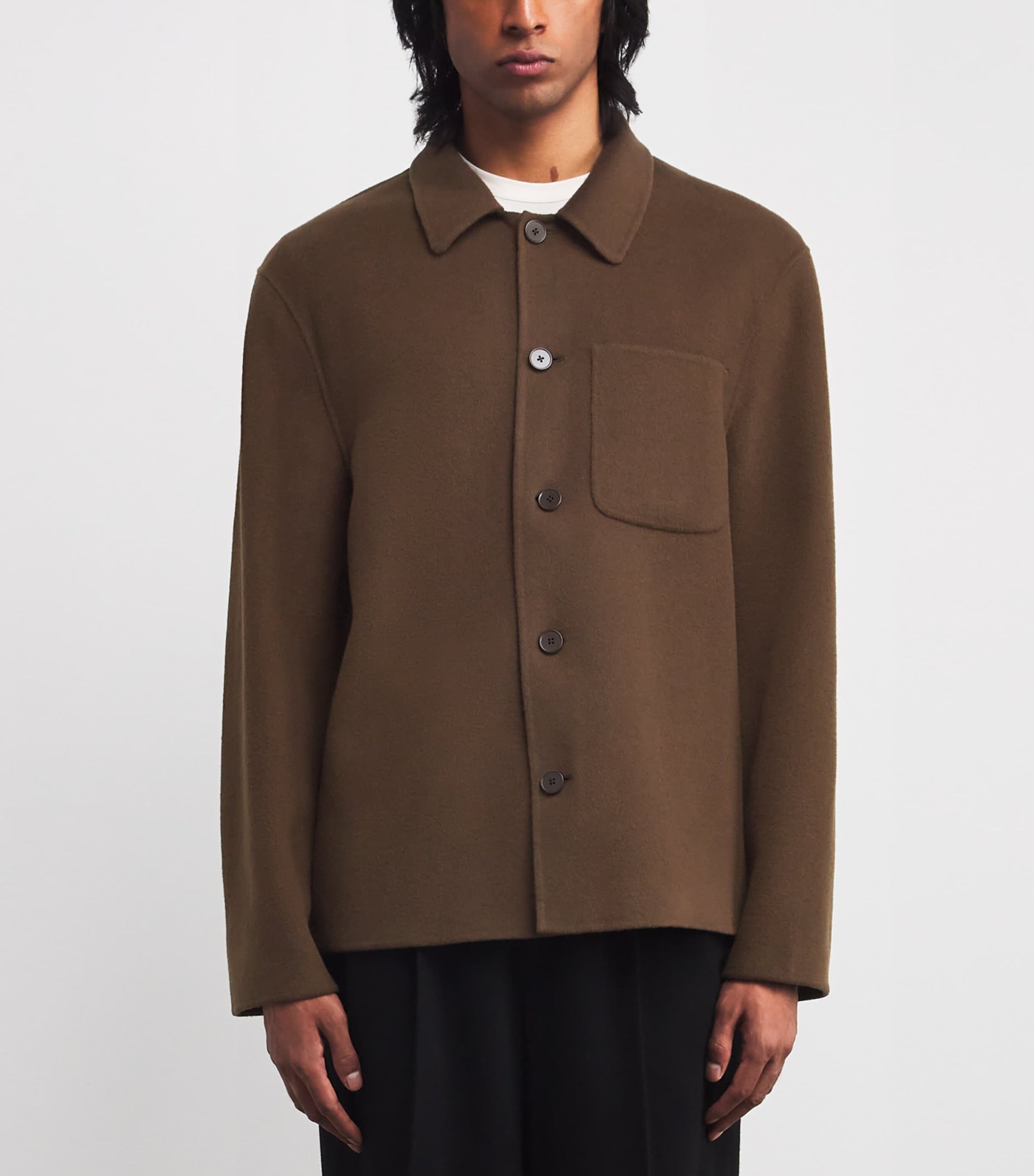Officine Generale Brown Wool Overshirt