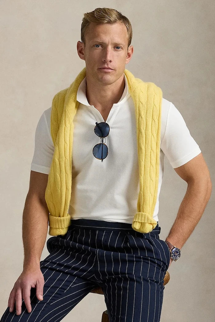 Памучна тениска с яка Polo Ralph Lauren