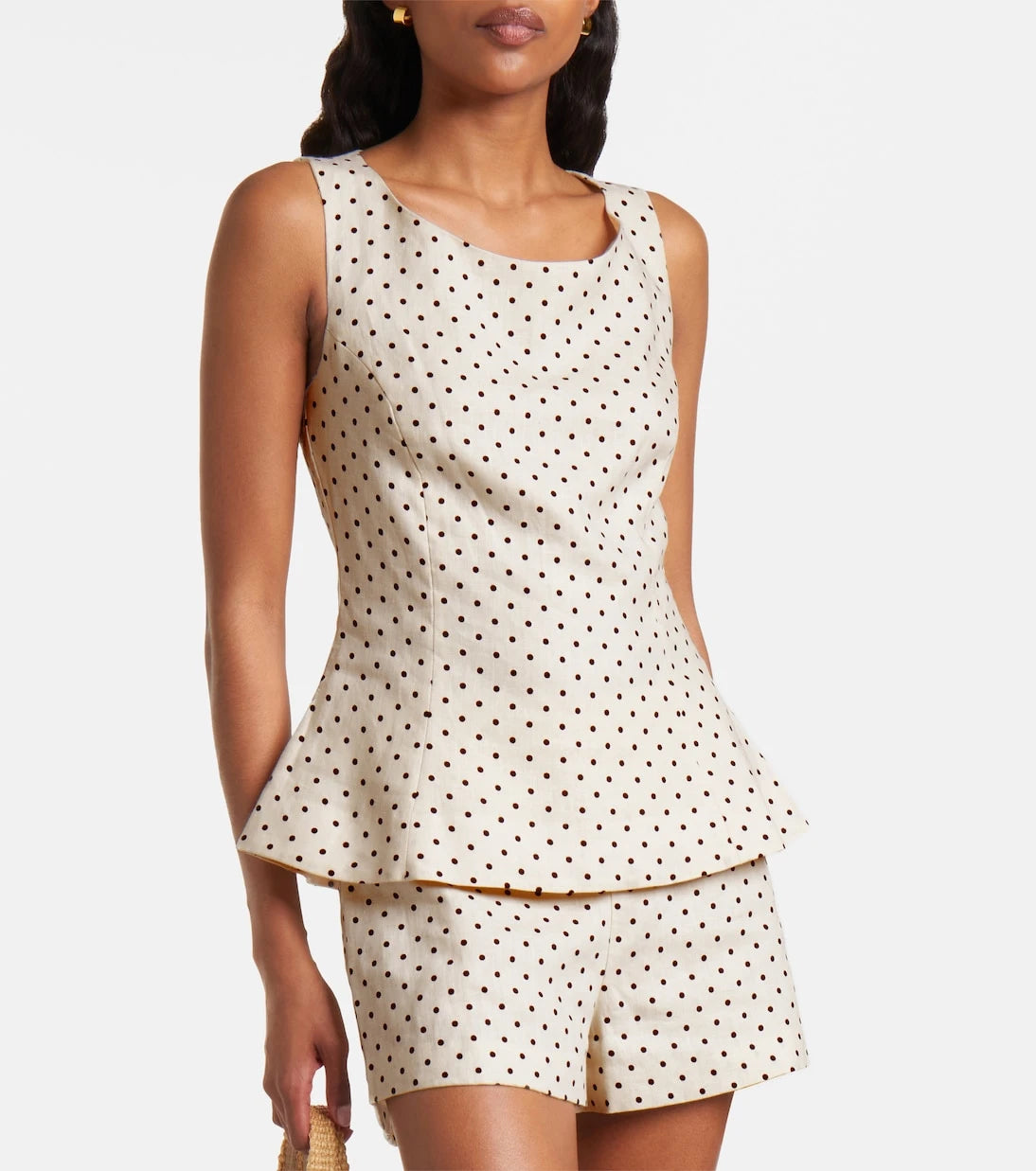 Faithfull - Lila polka-dot linen shorts