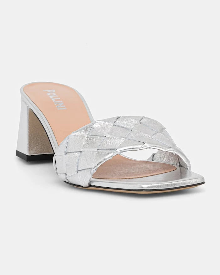 Pollini чехли с дебел ток дамски от кожа