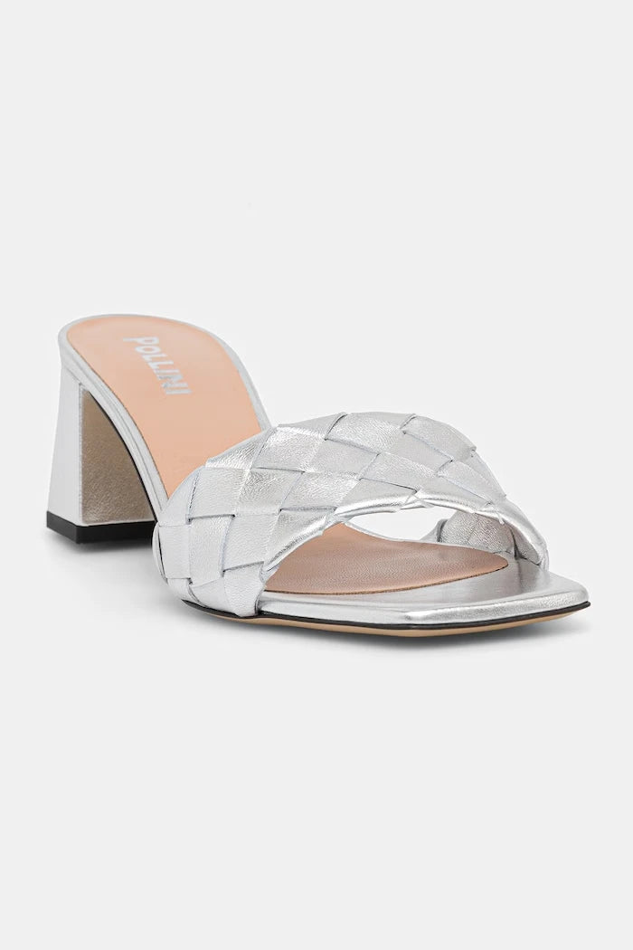 Pollini чехли с дебел ток дамски от кожа
