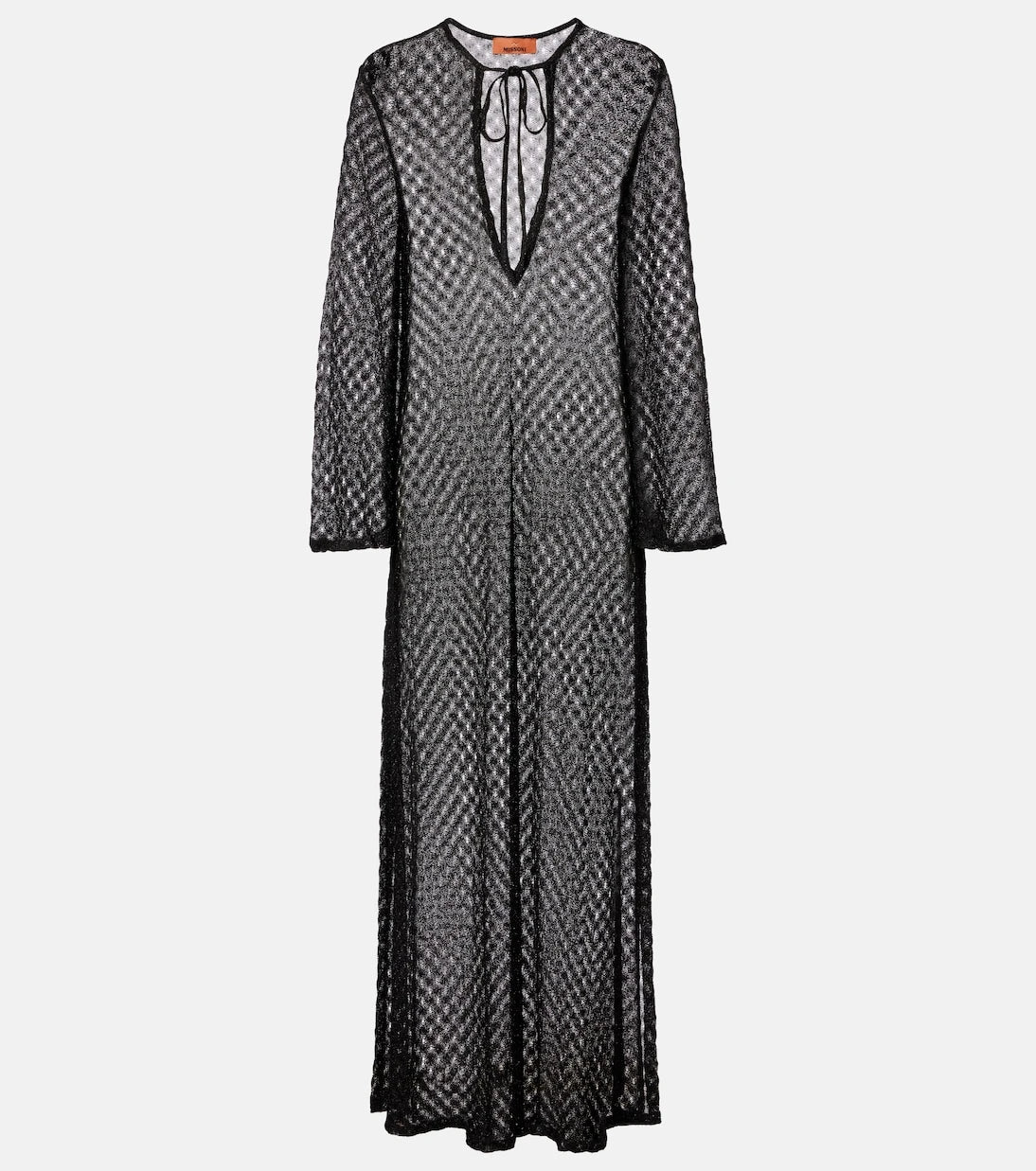 Missoni - Open-knit tie-neck lamé kaftan