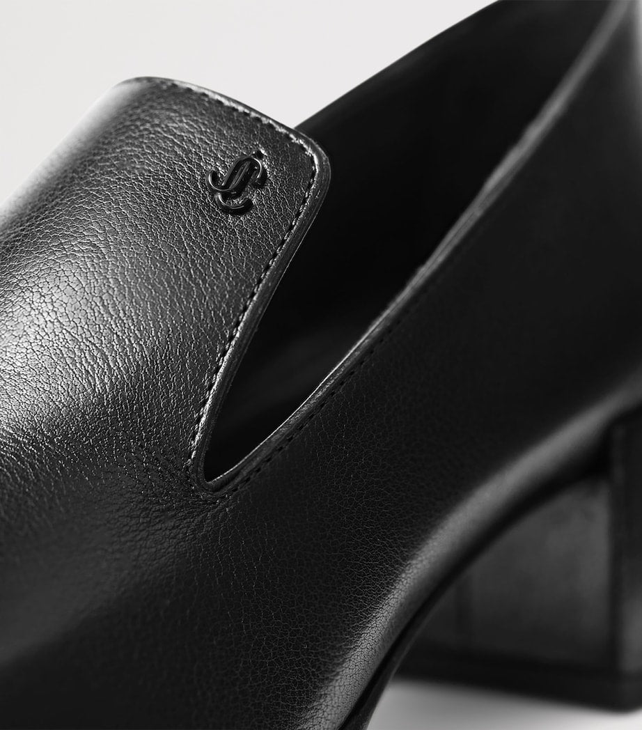 Jimmy Choo Black Eliot 45 Buffalo Leather Heeled Loafers