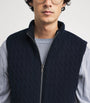 Eleventy Blue Reversible Down Leather and Wool-Cashmere Gilet