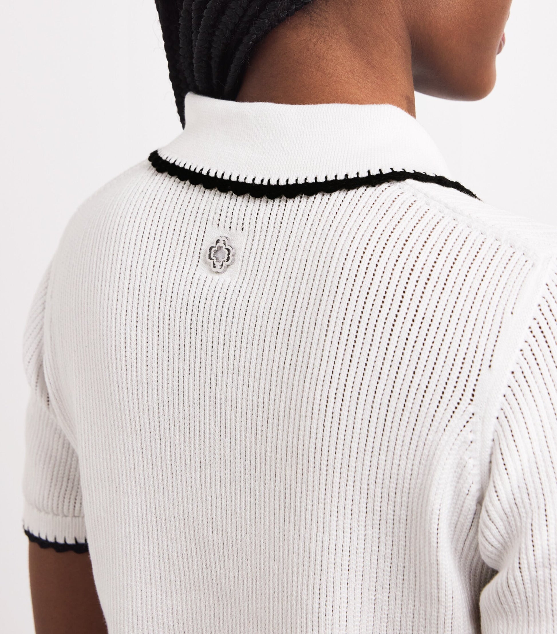 Multi Pointelle Knit Polo Shirt