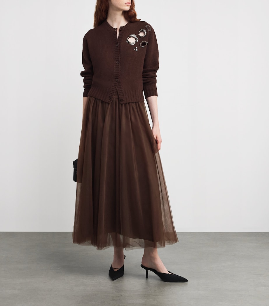 Fabiana Filippi Brown Tulle Maxi Skirt